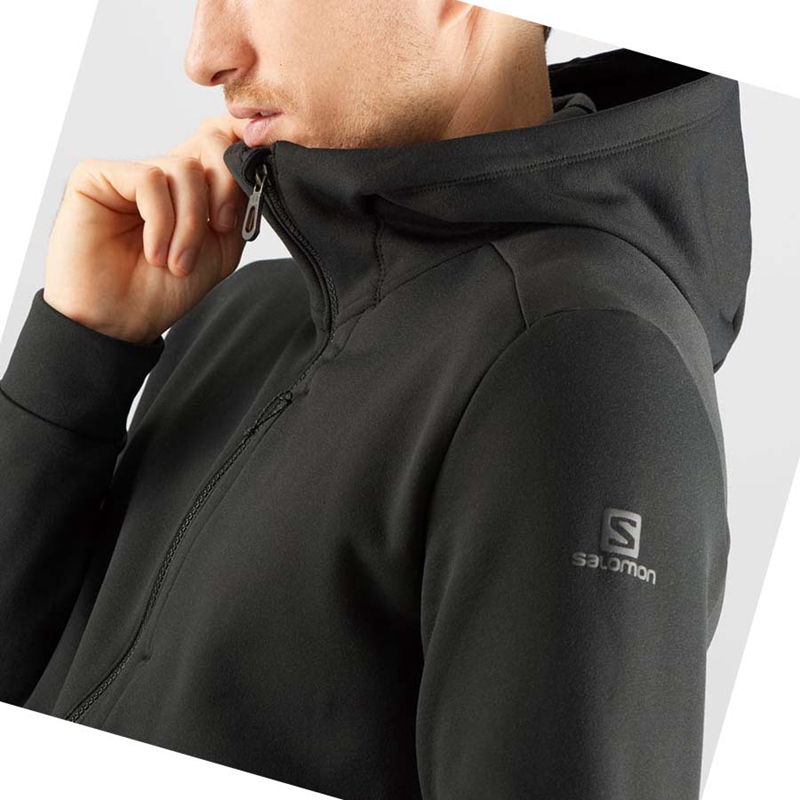 Sudadera Con Capucha Salomon ESSENTIAL WARM FLEECE Hombre Negras | SDVWPTG-25