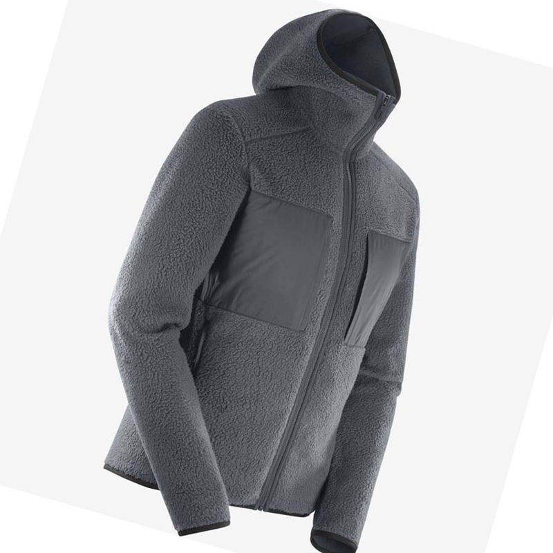 Sudadera Con Capucha Salomon ESSENTIAL WARM TEDDY Hombre Gris | ZVLDRGF-59