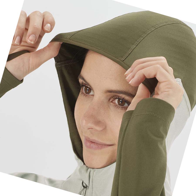 Sudadera Con Capucha Salomon OUTLINE ALL SEASON HYBRID Mujer Verde Oliva | DRMYLKS-13