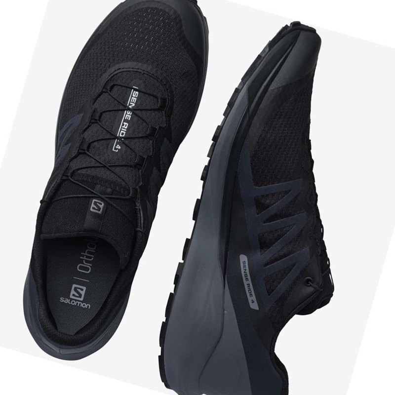 Zapatillas De Trail Running Salomon SENSE RIDE 4 Hombre Negras Gris | CHYAOKG-45