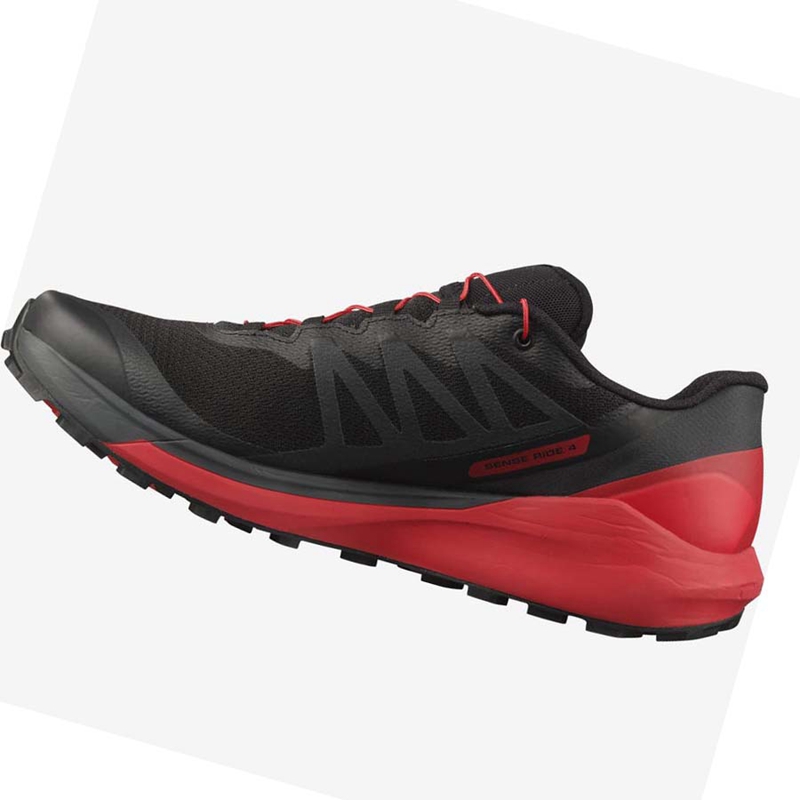 Zapatillas De Trail Running Salomon SENSE RIDE 4 Hombre Negras Rojas | NGFYMJQ-13