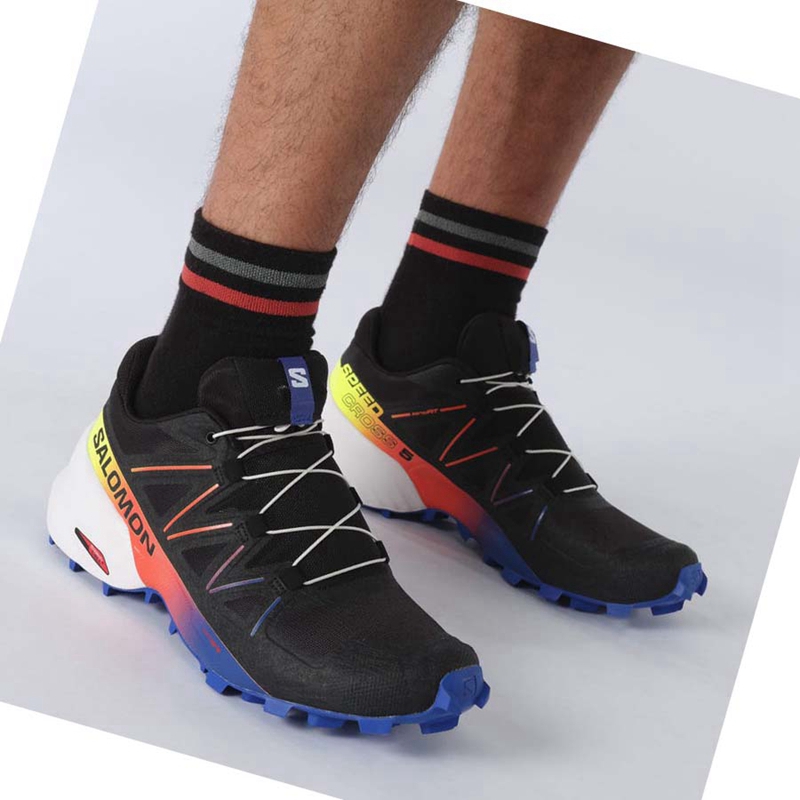 Zapatillas De Trail Running Salomon SPEEDCROSS 5 RACING PACK Hombre Negras Azules | EVNRZAU-52