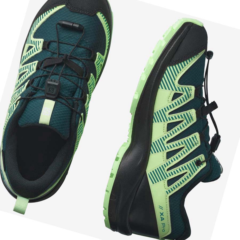 Zapatillas De Trail Running Salomon XA PRO V8 CLIMASALOMON™ WATERPROOF Niños Verde | ILVZQUP-85