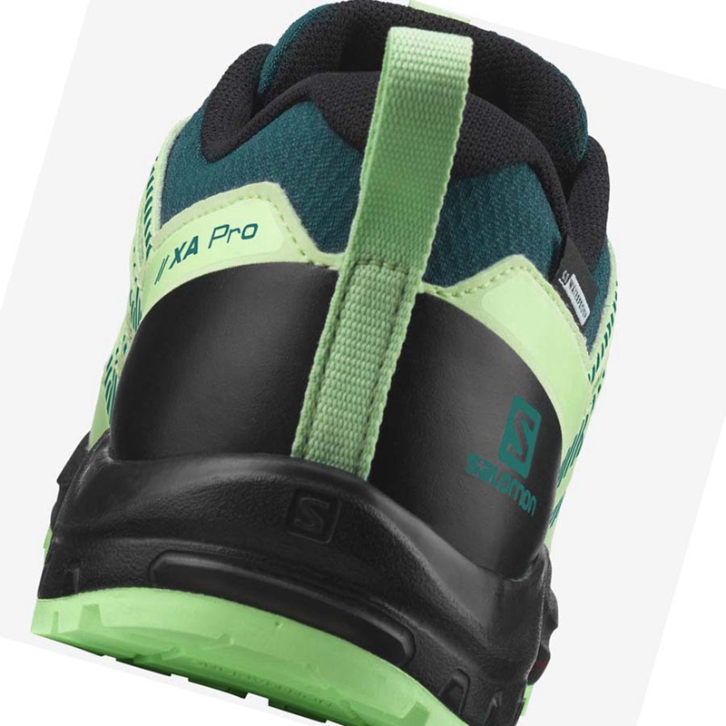 Zapatillas De Trail Running Salomon XA PRO V8 CLIMASALOMON™ WATERPROOF Niños Verde | ILVZQUP-85