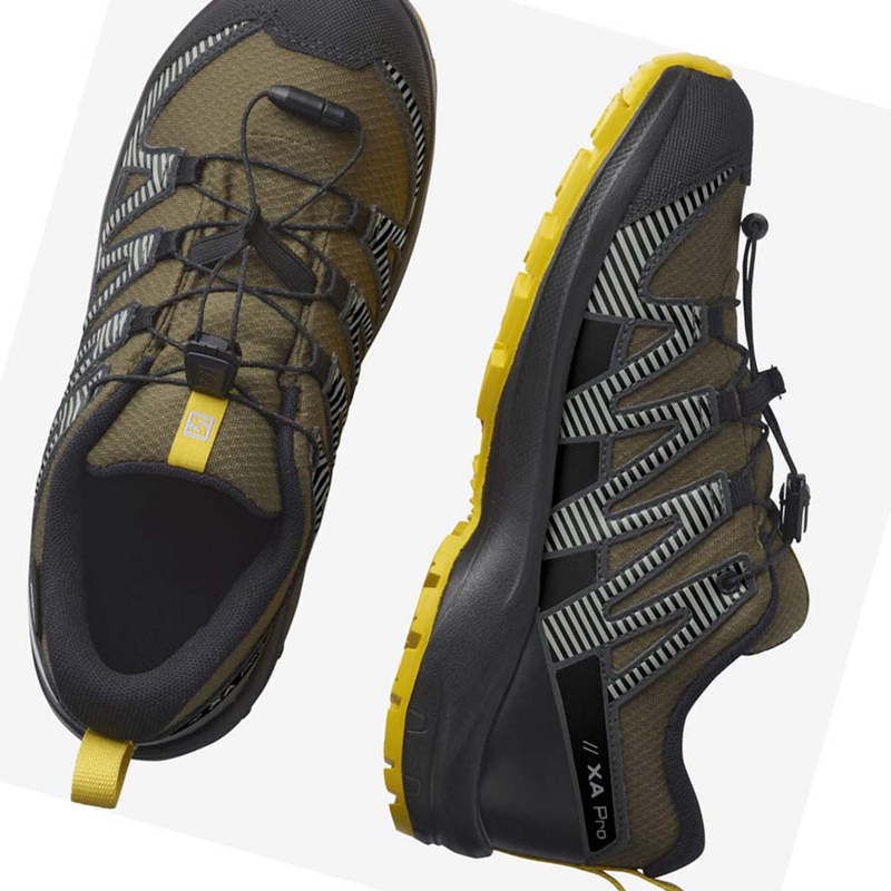 Zapatillas De Trail Running Salomon XA PRO V8 CLIMASALOMON™ WATERPROOF Niños Verde Oliva | PEXNWZY-62