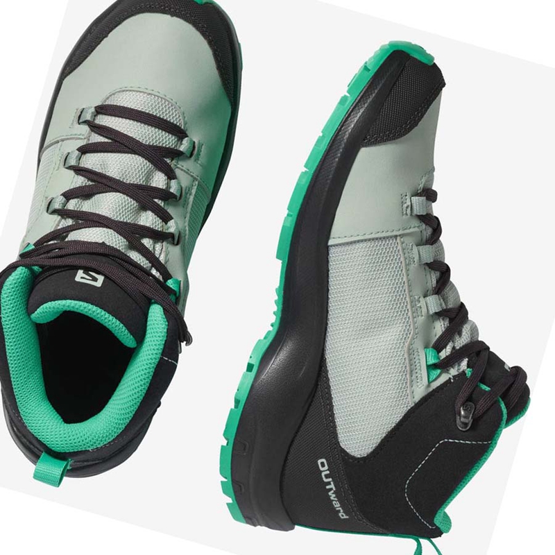 Zapatos De Senderismo Salomon OUTWARD CLIMASALOMON™ WATERPROOF Niños Verde Menta | VUACNZF-93