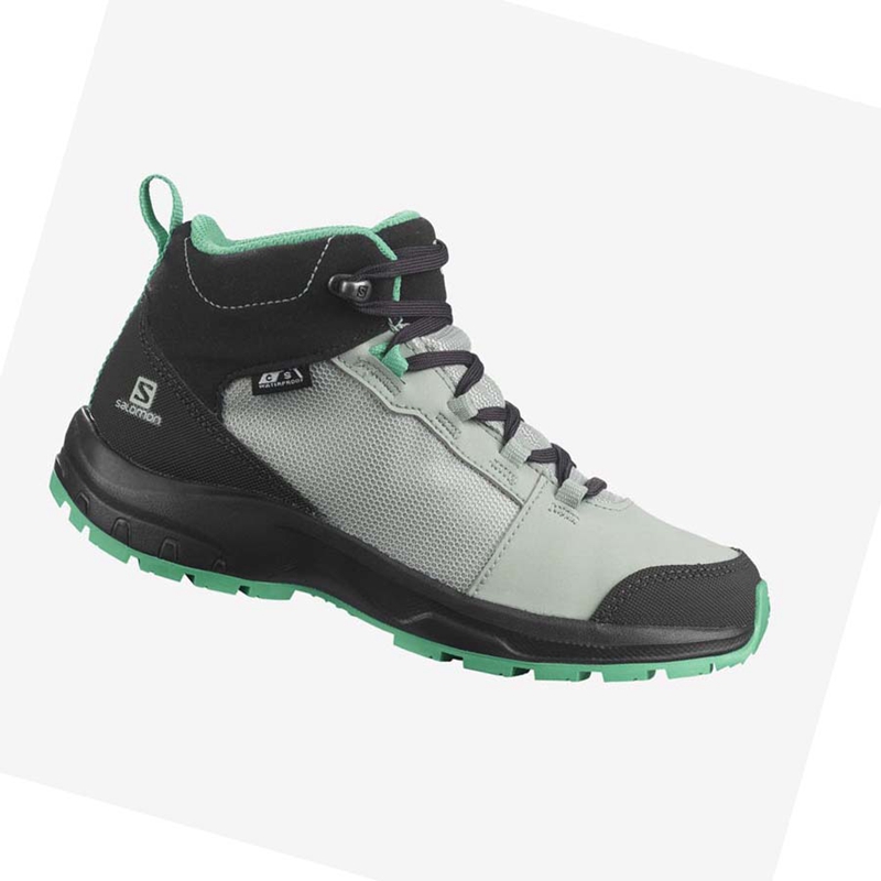 Zapatos De Senderismo Salomon OUTWARD CLIMASALOMON™ WATERPROOF Niños Verde Menta | VUACNZF-93