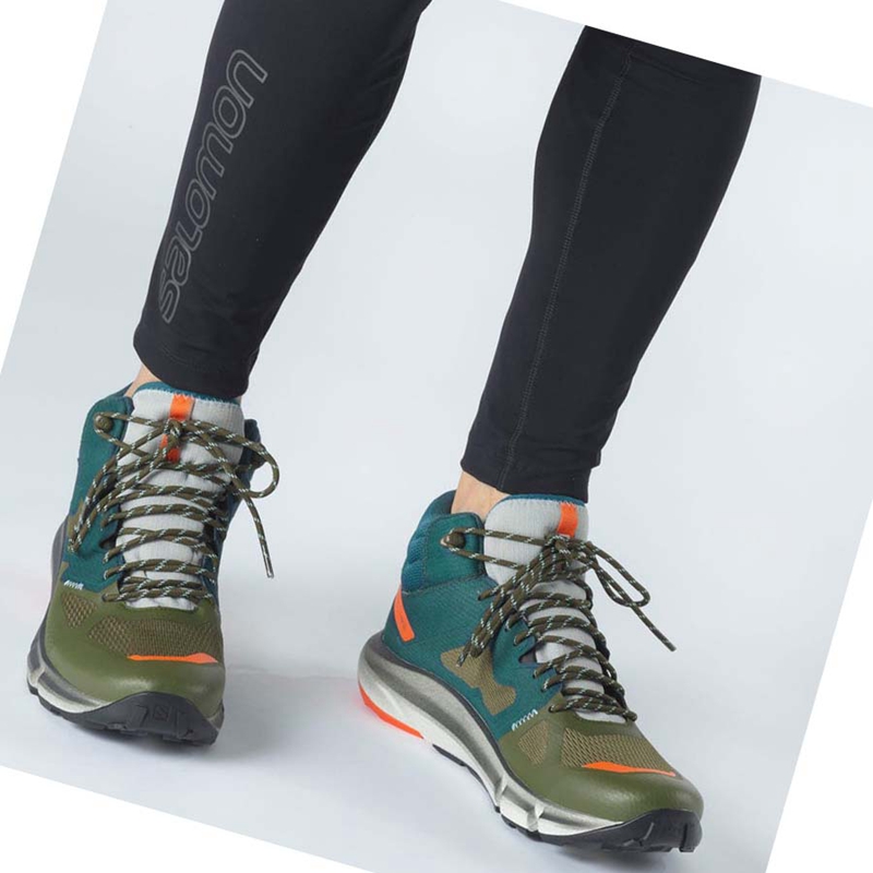 Zapatos De Senderismo Salomon PREDICT HIKE MID GORE-TEX Hombre Verde Oscuro Verde Oliva | PXRQGNW-14