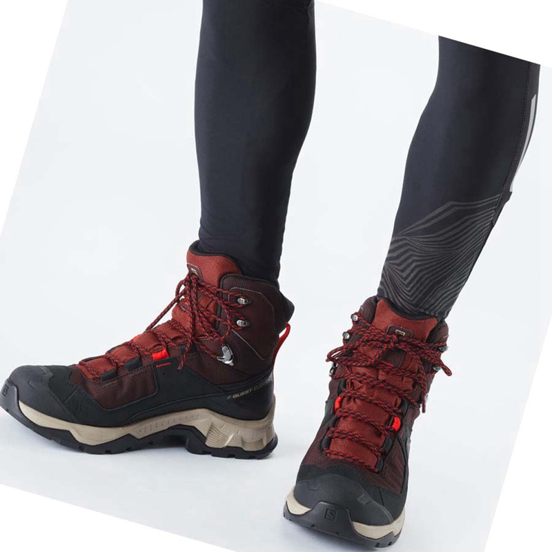 Zapatos De Senderismo Salomon QUEST ELEMENT GORE-TEX Hombre Gris Rojas | EULINQP-01