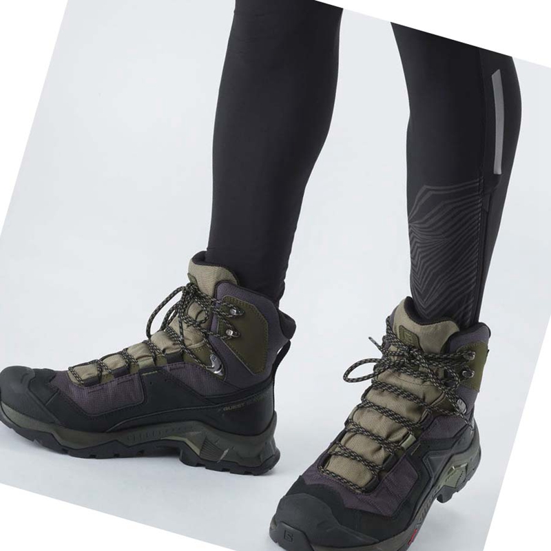 Zapatos De Senderismo Salomon QUEST ELEMENT GORE-TEX Hombre Negras Verde Oliva | PDLJEAC-71