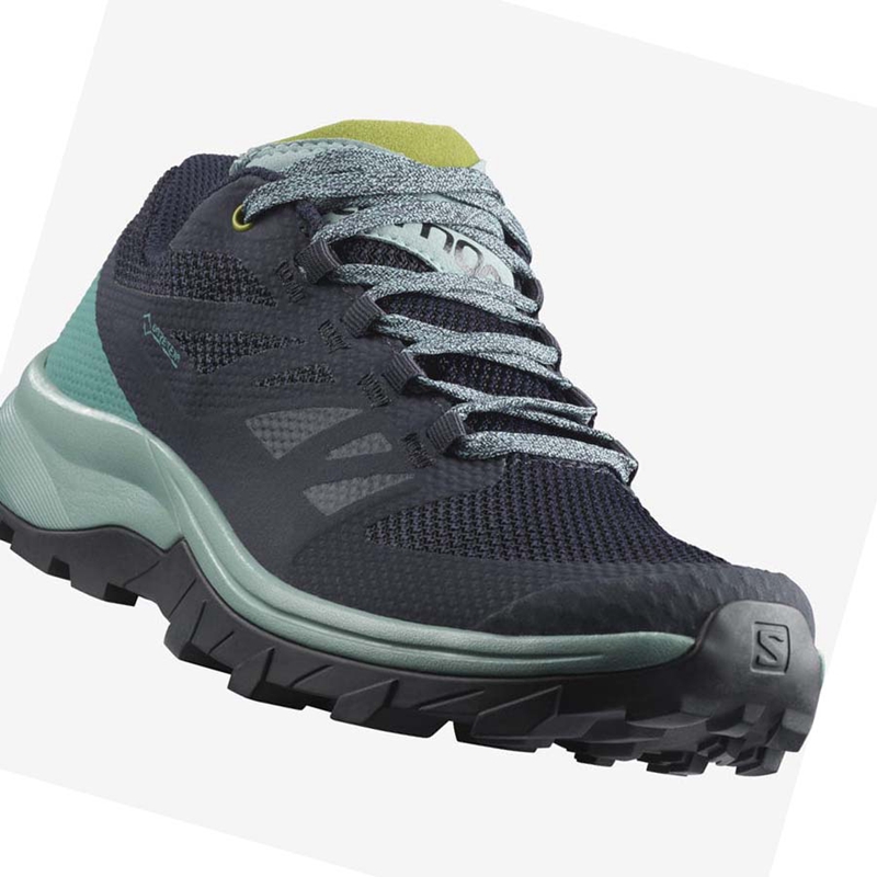 Zapatos De Senderismo Salomon WoOUTLINE GORE-TEX Mujer Negras Verde | BXYGIWC-95