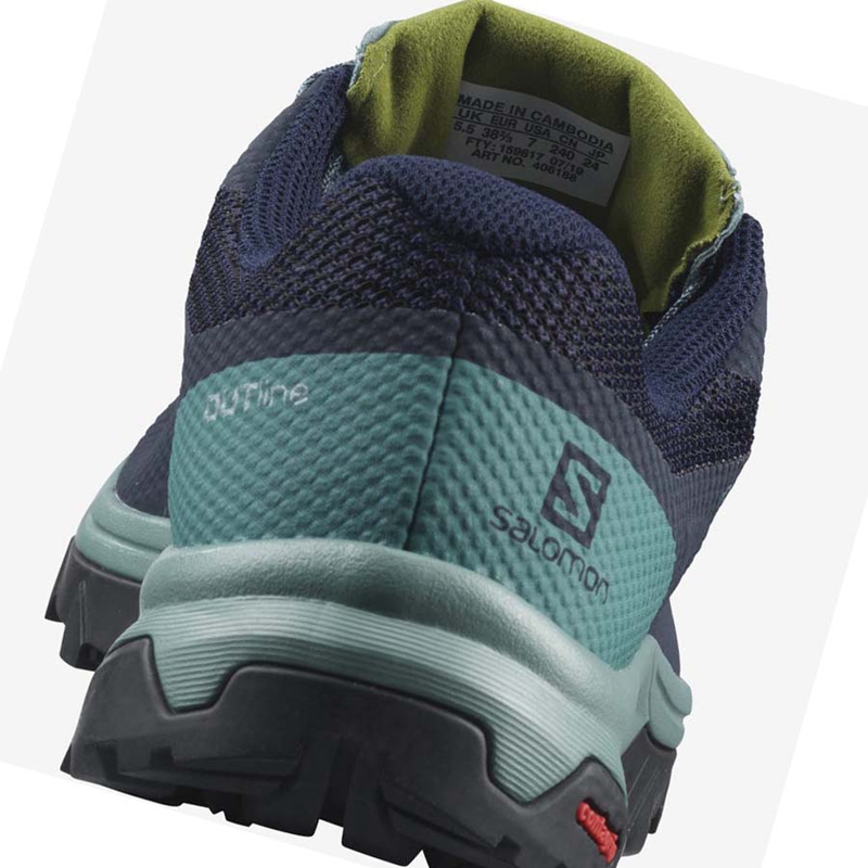 Zapatos De Senderismo Salomon WoOUTLINE GORE-TEX Mujer Negras Verde | BXYGIWC-95