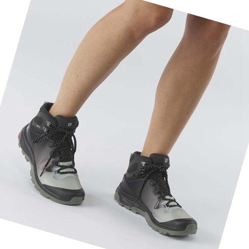 Zapatos De Senderismo Salomon WoVAYA MID GORE-TEX Mujer Negras Blancas | ORENSWY-27