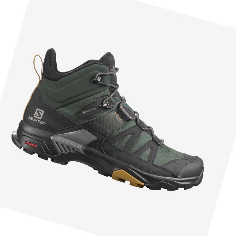 Zapatos De Senderismo Salomon X ULTRA 4 MID GORE-TEX Hombre Verde Negras | PXGYVQC-48