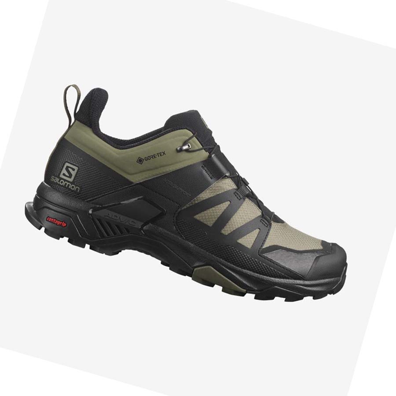 Zapatos De Senderismo Salomon X ULTRA 4 WIDE GORE-TEX Hombre Verde Oliva Negras | YKTHBDN-93