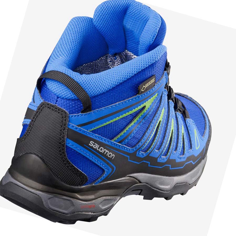 Zapatos De Senderismo Salomon X-ULTRA MID GORE-TEX GTX Niños Azules | EGBADLY-53