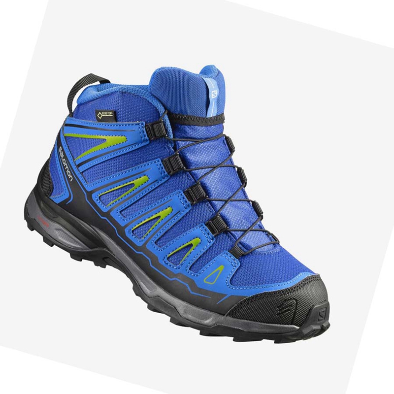 Zapatos De Senderismo Salomon X-ULTRA MID GORE-TEX GTX Niños Azules | EGBADLY-53