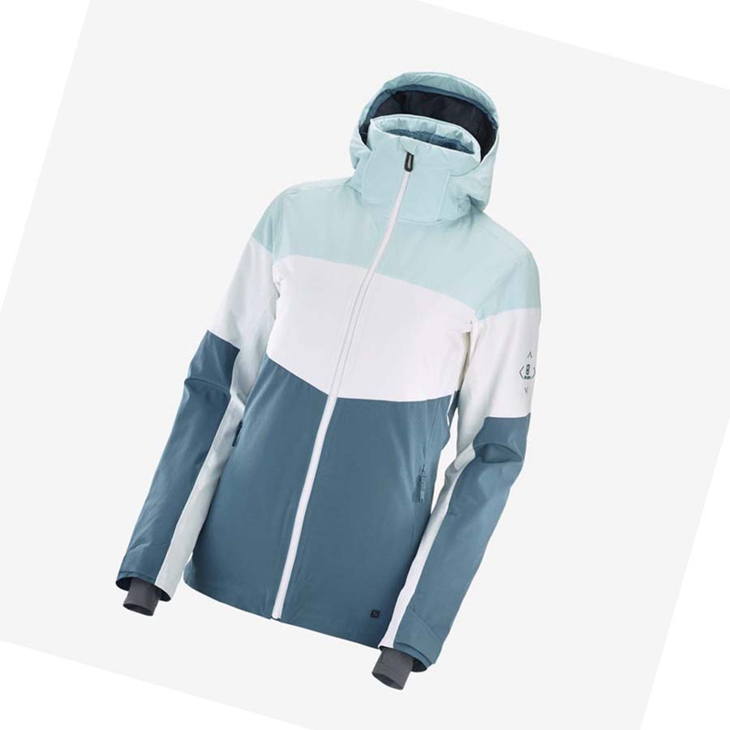 Chaquetas De Esquí Salomon SLALOM Mujer Azules | XEOKQDL-38