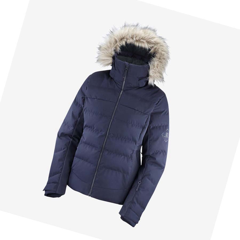 Chaquetas De Esquí Salomon STORMCOZY Mujer Azul Marino | ZIQLATS-36