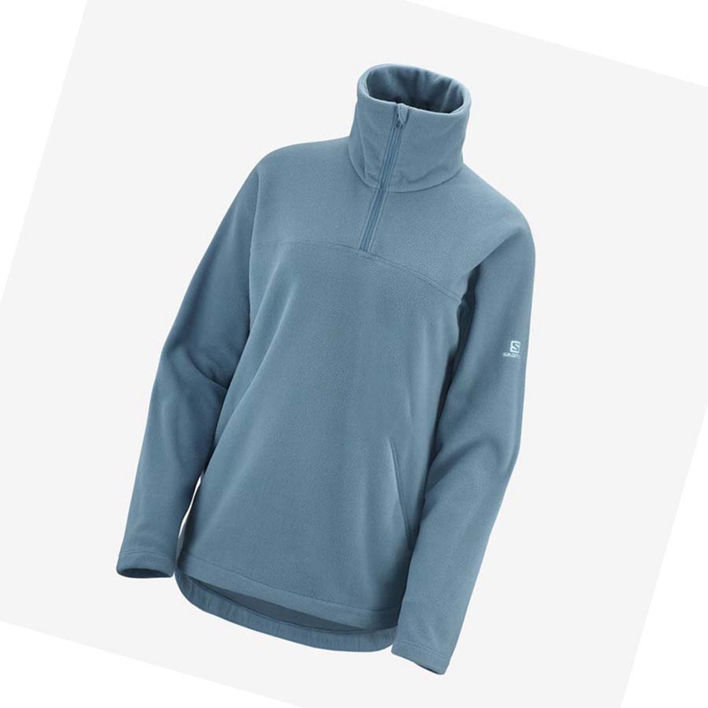 Sudadera Con Capucha Salomon ESSENTIAL COSY FLEECE Mujer Azules | CZYBMDV-09