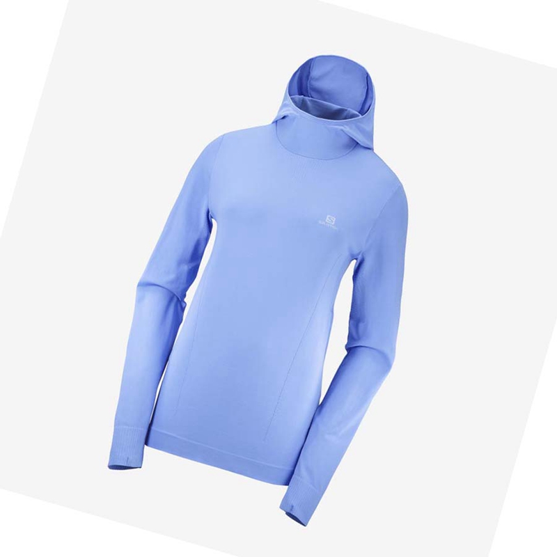 Sudadera Con Capucha Salomon ESSENTIAL SEAMLESS Mujer Azules | XZBSMDF-20