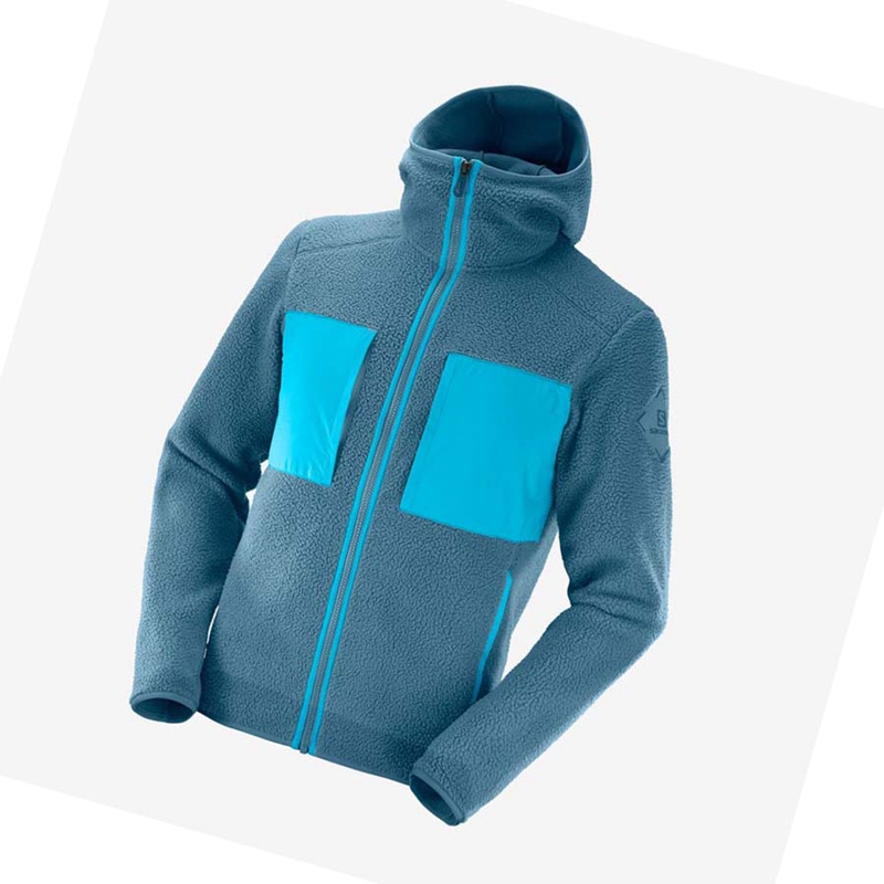 Sudadera Con Capucha Salomon ESSENTIAL WARM TEDDY Hombre Azules | LRBTQYM-54