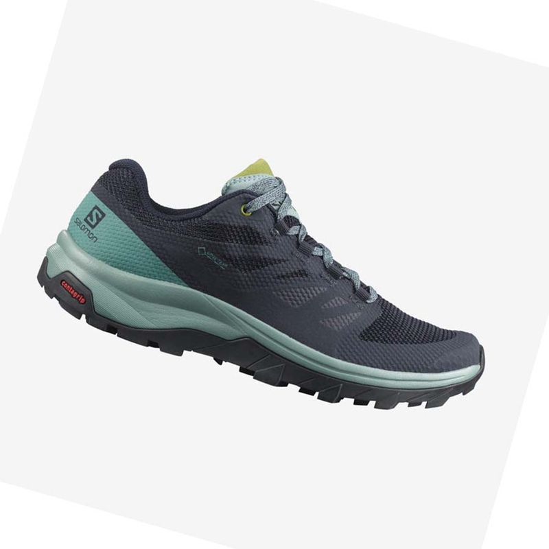 Zapatos De Senderismo Salomon WoOUTLINE GORE-TEX Mujer Negras Verde | BXYGIWC-95