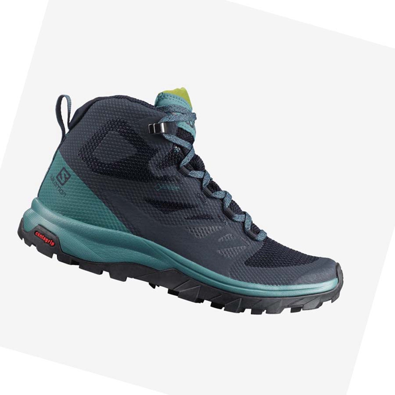 Zapatos De Senderismo Salomon WoOUTLINE MID GORE-TEX Mujer Negras Verde | RVEXCOB-15